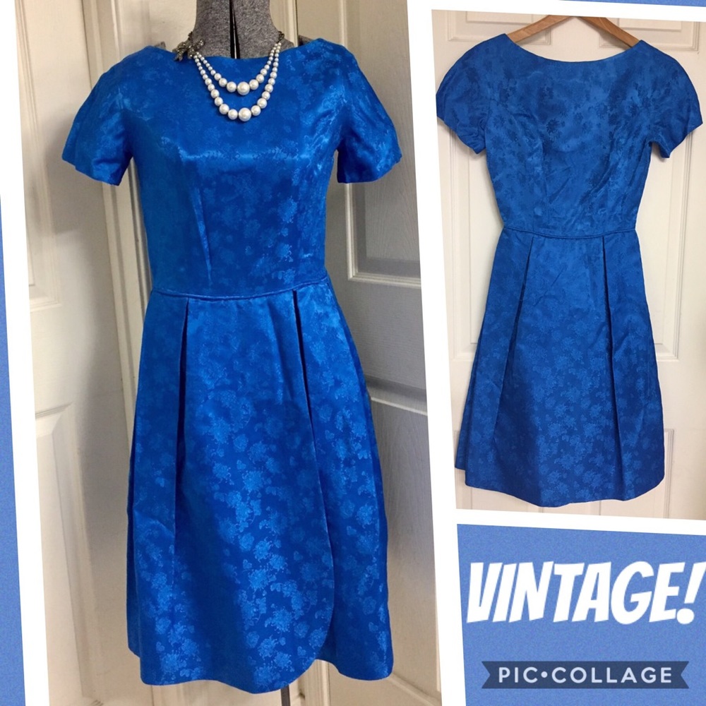 VINTAGE blue BROCADE dress! 💙